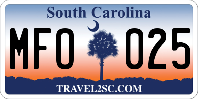 SC license plate MFO025