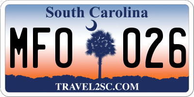 SC license plate MFO026