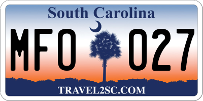 SC license plate MFO027