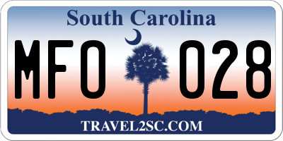 SC license plate MFO028