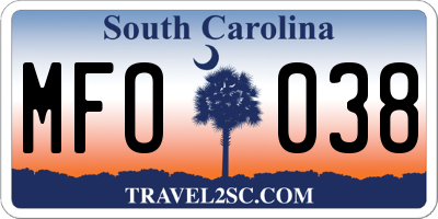 SC license plate MFO038