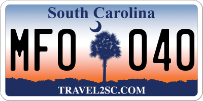 SC license plate MFO040