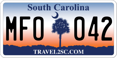 SC license plate MFO042