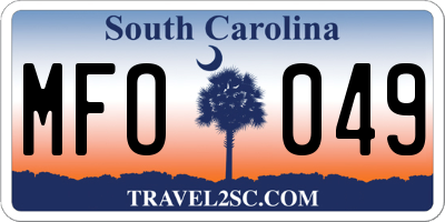 SC license plate MFO049