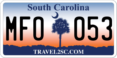 SC license plate MFO053