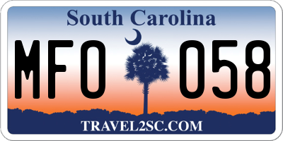 SC license plate MFO058