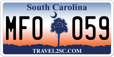 SC license plate MFO059