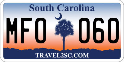 SC license plate MFO060