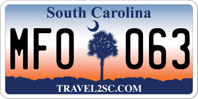SC license plate MFO063