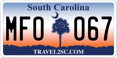 SC license plate MFO067