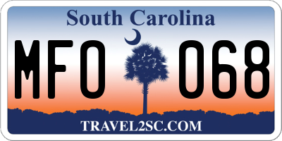 SC license plate MFO068