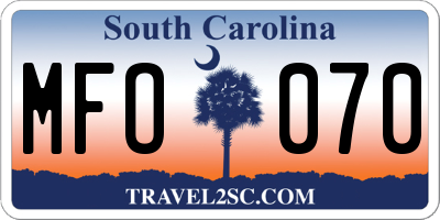 SC license plate MFO070