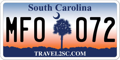 SC license plate MFO072