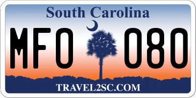 SC license plate MFO080