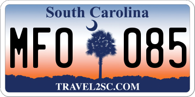 SC license plate MFO085