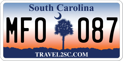 SC license plate MFO087