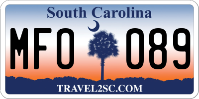 SC license plate MFO089