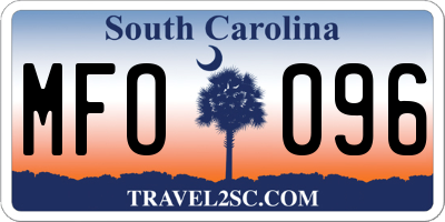 SC license plate MFO096