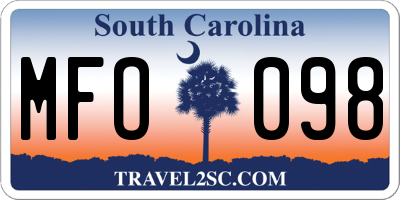 SC license plate MFO098