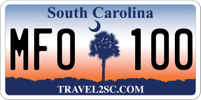 SC license plate MFO100