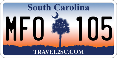 SC license plate MFO105
