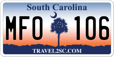 SC license plate MFO106