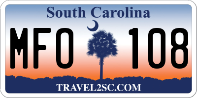 SC license plate MFO108