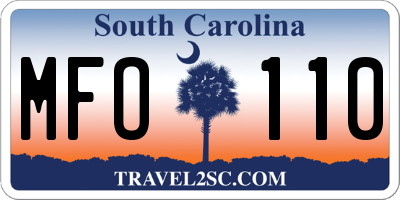 SC license plate MFO110