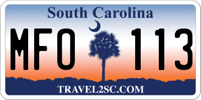 SC license plate MFO113