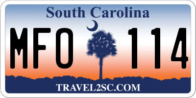SC license plate MFO114