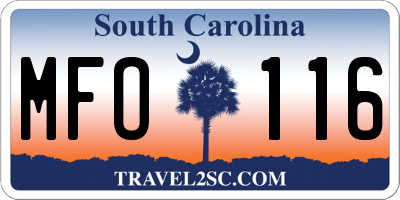 SC license plate MFO116