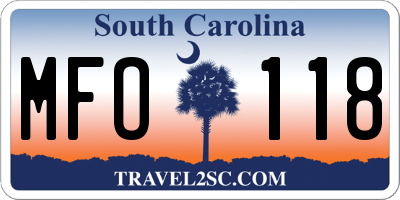 SC license plate MFO118