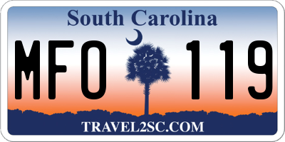 SC license plate MFO119