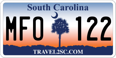 SC license plate MFO122
