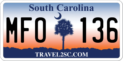 SC license plate MFO136