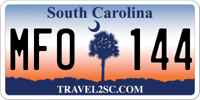 SC license plate MFO144