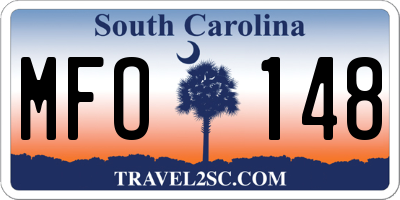 SC license plate MFO148
