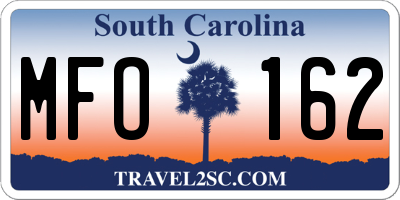 SC license plate MFO162