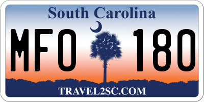 SC license plate MFO180