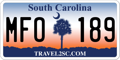 SC license plate MFO189