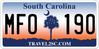 SC license plate MFO190