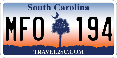 SC license plate MFO194