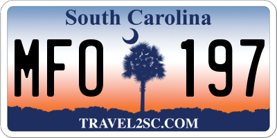 SC license plate MFO197