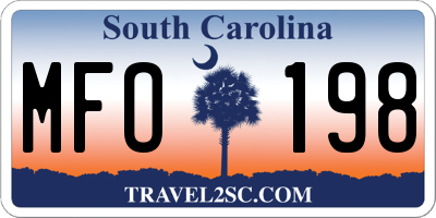 SC license plate MFO198