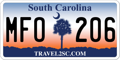 SC license plate MFO206