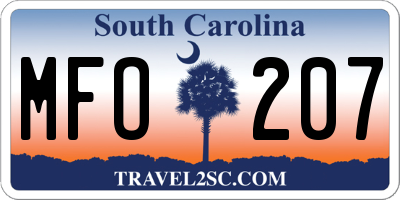 SC license plate MFO207