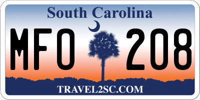 SC license plate MFO208