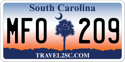SC license plate MFO209