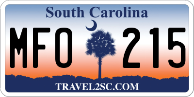 SC license plate MFO215