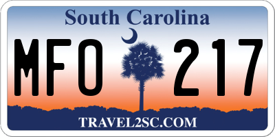 SC license plate MFO217